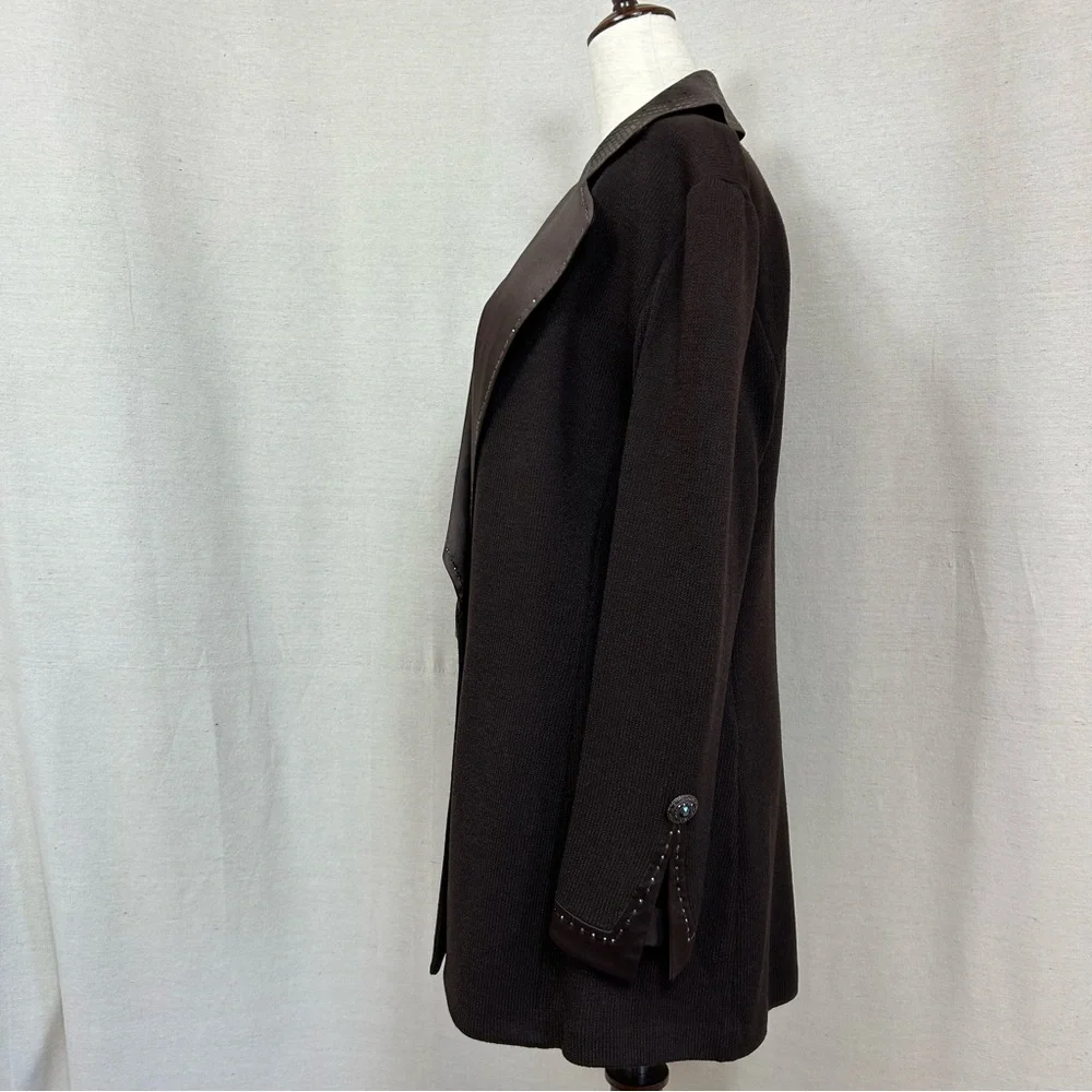St. John Evening Classic Brown Wool Blend Knit Blazer Jacket Sz. 10 - Picture 3 of 10